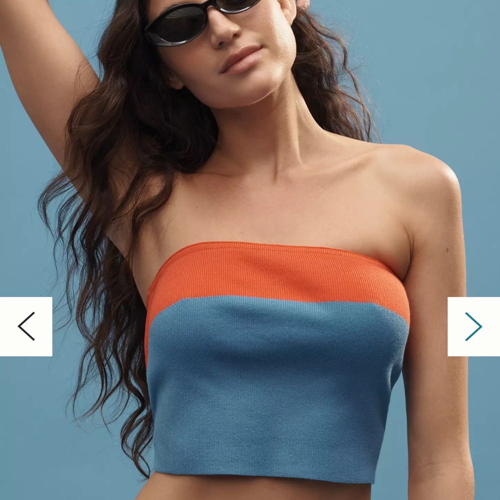 Anthropologie Blue Sleeveless Fitted Crop Top